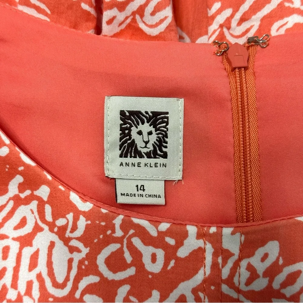 Anne Klein Coral & White Fit & Flare Dress w/ Pockets Sz 14 Lined floral - Picture 6 of 6